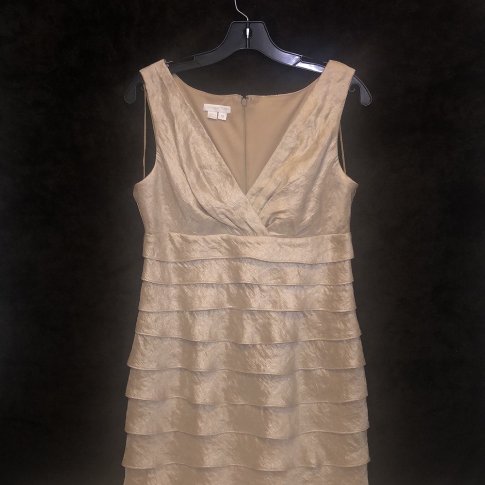 Shiny & Shimmy Multilayer Style Tan Cocktail or Wedding Dress (new w/o tag)